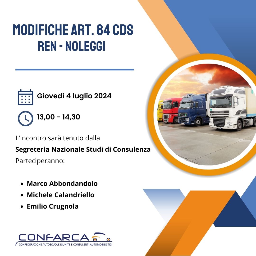 Incontro Modifiche art. 84 cds